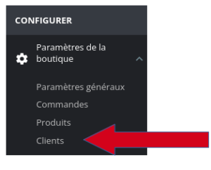 prestashop menu groupe client